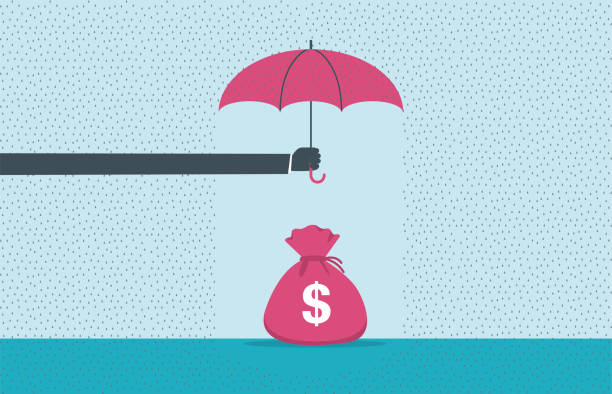 illustrazioni stock, clip art, cartoni animati e icone di tendenza di protezione - insurance rain insurance agent umbrella