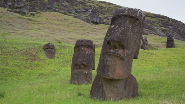 Rapa Nui Moais Rano Raraku 4K Video Easter Island Chile