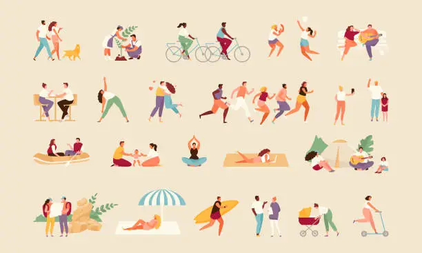 Vector illustration of People summer activity vector