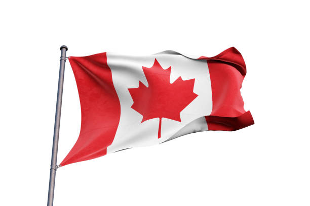istock Canada flag waving on white background, close up, isolated - 3D Illustration 1211508476