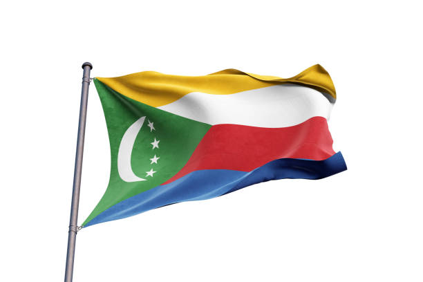 istock Comoros flag waving on white background, close up, isolated - 3D Illustration 1211508513