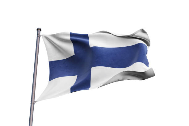 istock Finland flag waving on white background, close up, isolated - 3D Illustration 1211508713