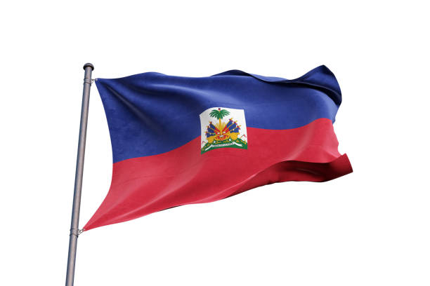 haiti flaga macha na białym tle, zbliżenie, odosobniony - ilustracja 3d - haiti flag republic of haiti flag of haiti zdjęcia i obrazy z banku zdjęć