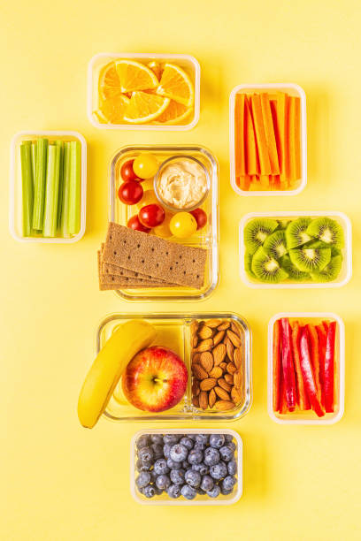 istock Healthy snack on a pastel background 1211508918
