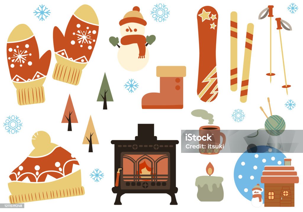 Winter item miscellaneous goods illustration material It is a winter item miscellaneous goods illustration material.
Gloves, mufflers, snowmen, stoves and other winter goods are included. Boot stock vector