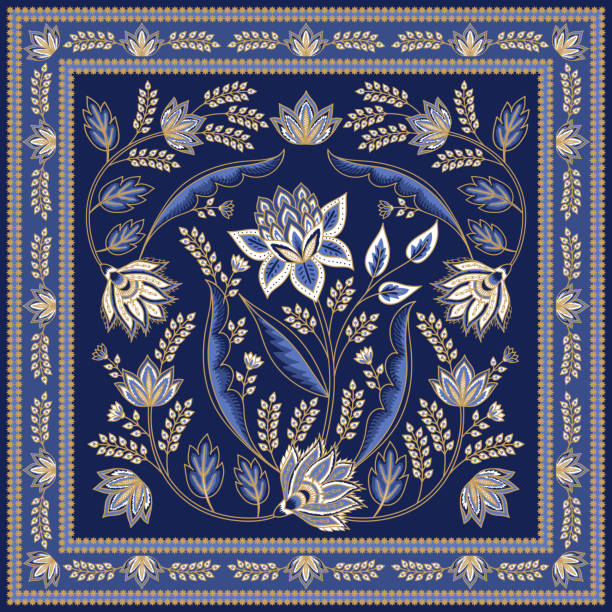 Indian Floral Paisley Pattern Vector Vintage Arabesque Flowers