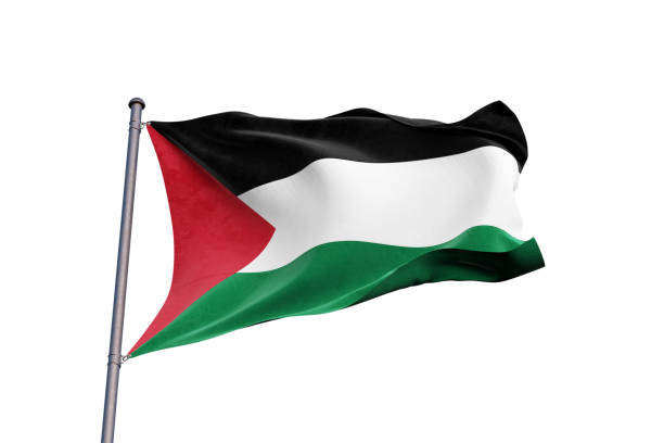 istock Palestinian flag waving on white background, close up, isolated - 3D Illustration 1211520918