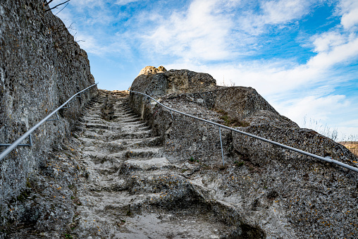 Ancient staircase in Ovech strong near Provadiq town, Bulgaria. Balkans, Europe.