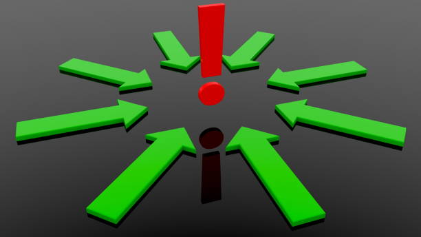istock Green arrows around red exclamation mark 1211526777