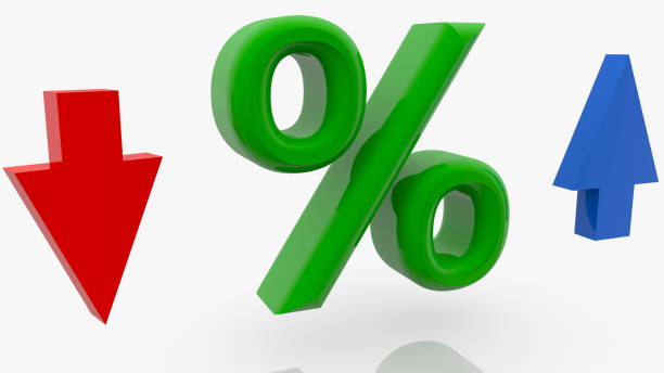 istock Percentage with two arrows up and down 1211526907