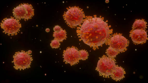 istock Coronavirus COVID-19. Group of virus. Dangerous virus colony. 3d render illustration 1211527201
