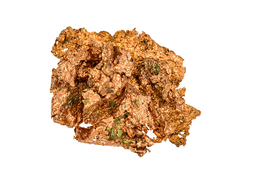 copper nugget cut out on a white background
