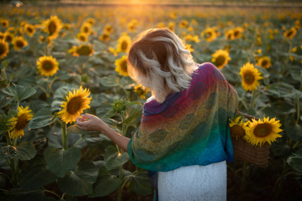 istock Happiness among blooming sunflowers 1211528337