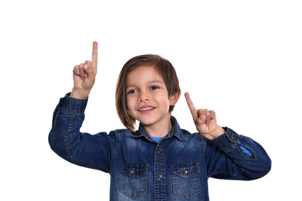 smiling little boy on white background - human hair ethnic little boys dancing imagens e fotografias de stock