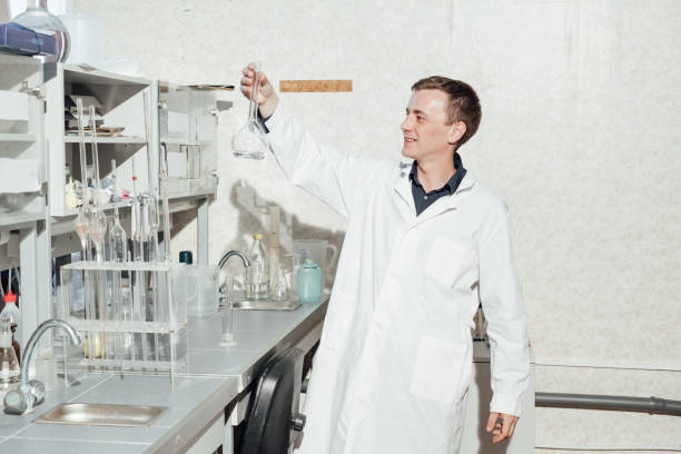 young scientist conducts chemical experiments in the laboratory