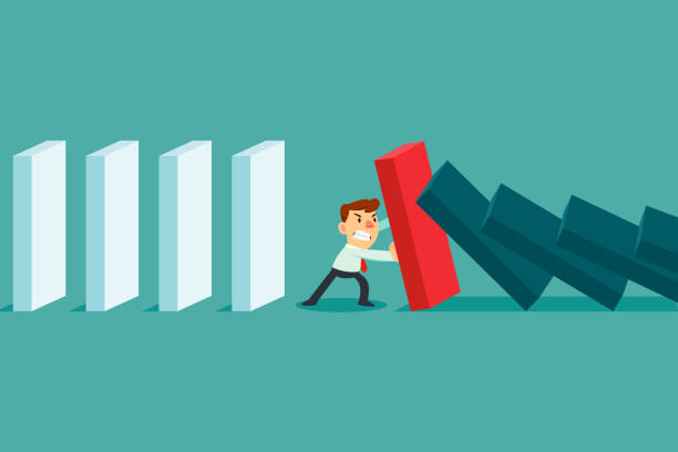 Businessman Stopping Falling Domino Effect Stock Illustration - Download  Image Now - Mistake, Investment, Business Strategy - iStock