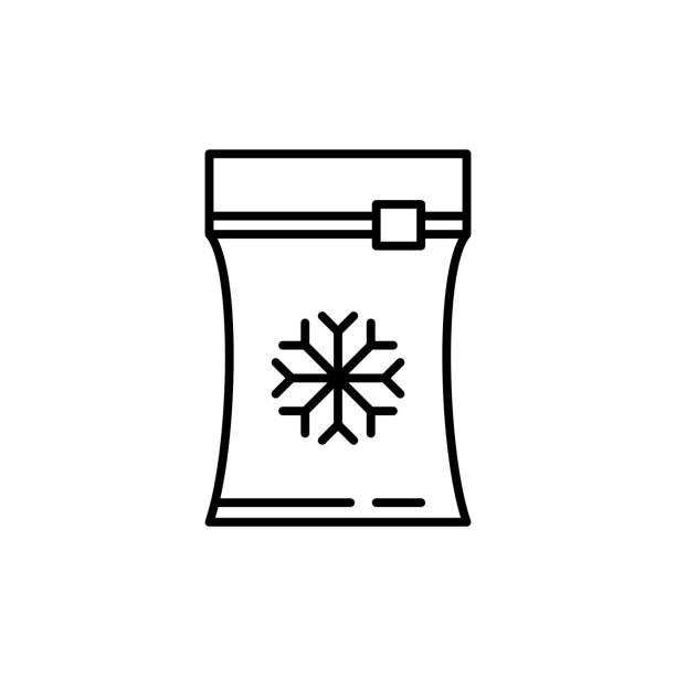ilustrações de stock, clip art, desenhos animados e ícones de vector frozen food bag icon outline illustration - vacuum tube