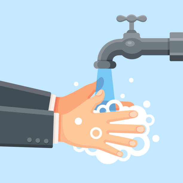 mycie rąk - washing hands human hand washing hygiene stock illustrations