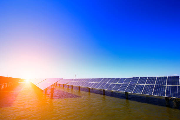 istock Solar panels on the water 1211537382