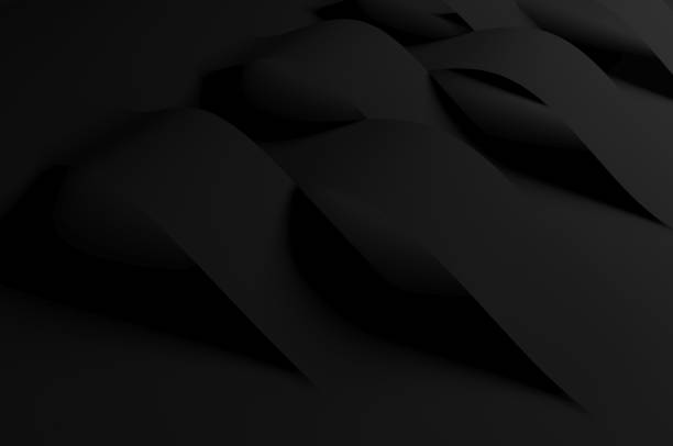 istock Abstract minimal black background, bent paper stripes 1211537465