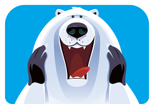 vector illustration of polar bear surprising and screaming