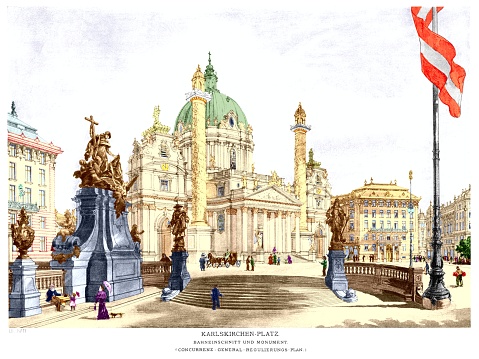 Austria, Wien, some sketches of projects and works carried out by Otto Wagner Architectk