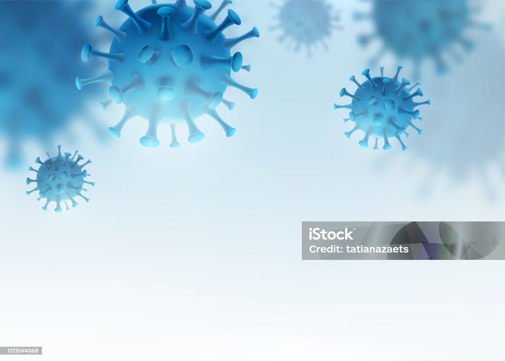 Virus, fondo vectorial de bacterias. Brote de enfermedad de las células. Patrón de alerta de coronavirus. Concepto médico de microbiología para banner, póster o volante con espacio de copia en la parte baja - arte vectorial de Virus libre de derechos Virus, fondo vectorial de bacterias. Brote de enfermedad de las células. Patrón de alerta de coronavirus. Concepto médico de microbiología para banner, póster o volante con espacio de copia en la parte baja - arte vectorial de Virus libre de derechos