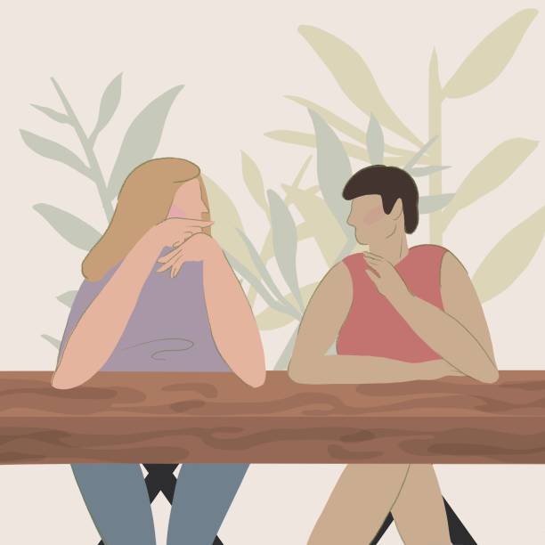 Two women’s talking at cafe space vector art illustration