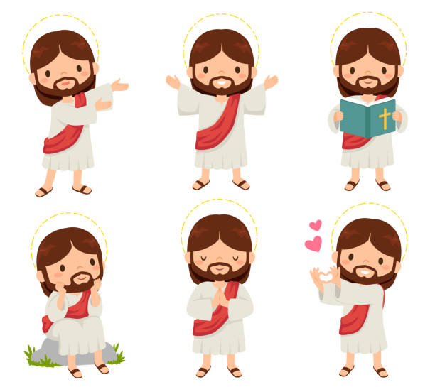 ilustraciones, imágenes clip art, dibujos animados e iconos de stock de conjunto de imágenes prediseñadas de jesús - christ child