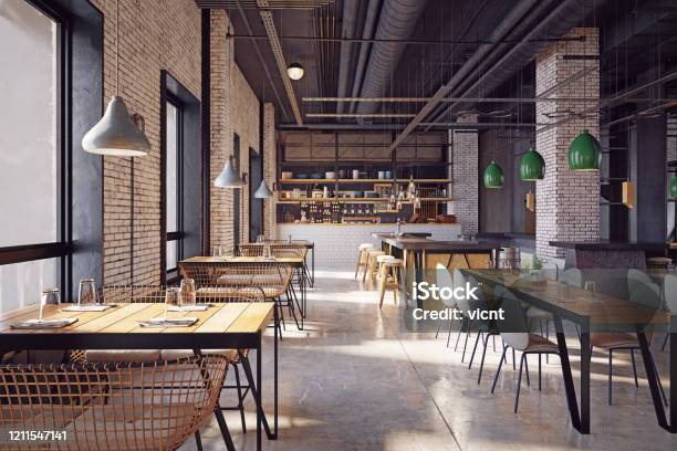 Modern Restaurant Interior Design Stock Photo - Download Image Now - Restaurant, Cafe, Indoors