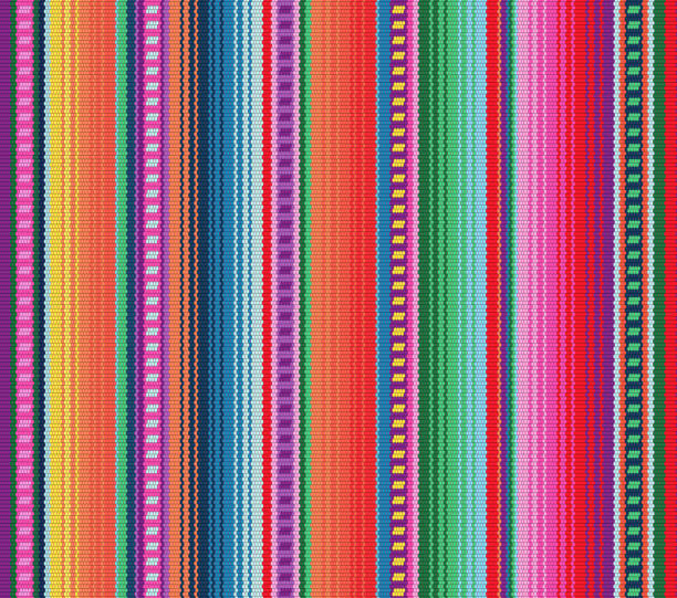 koc paski bezszwowy wzór wektorowy. tło dla cinco de mayo party wystrój lub etnicznych meksykański wzór tkaniny z kolorowymi paskami. - christmas pattern striped backgrounds stock illustrations