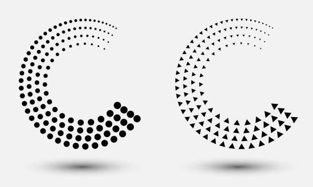 하프 톤 점과 문자 c와 같은 삼각형 추상적 인 배경 - letter c stock illustrations