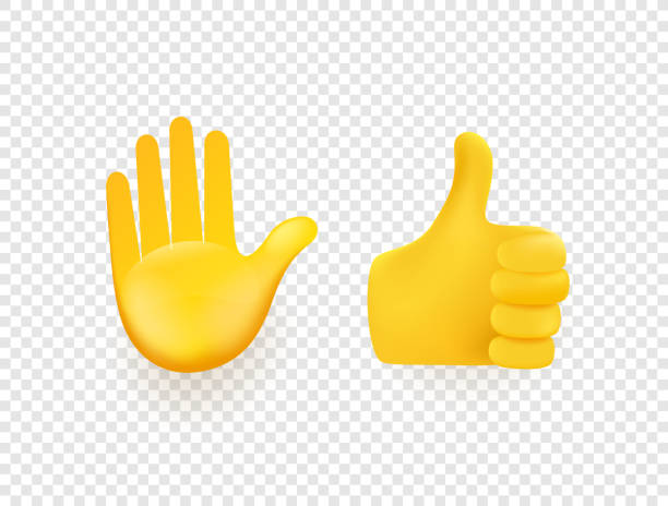 Yellow 3d vector hands isolated on transparent background Vector illustration thumb stock illustrations