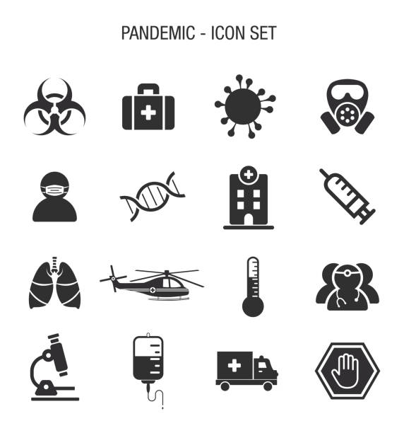 Pandemic icon Set Vector of pandemic Icon Set medicine clipart stock illustrations