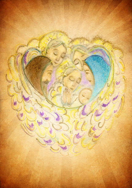 Holy Family with angels  saint joseph stock illustrations