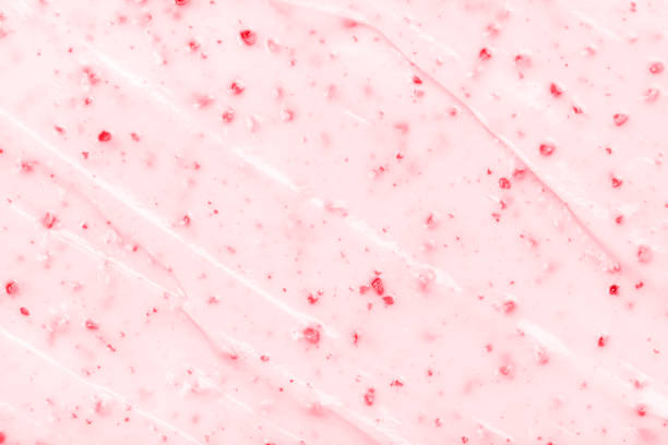 istock Strawberry ice cream texture close up. Top view. 1211556773