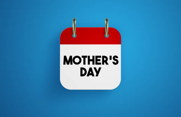 Mothers Day Calendar on blue background. Designed with the color of the year. Horizontal composition with copy space. Reminder and Calendar concept.