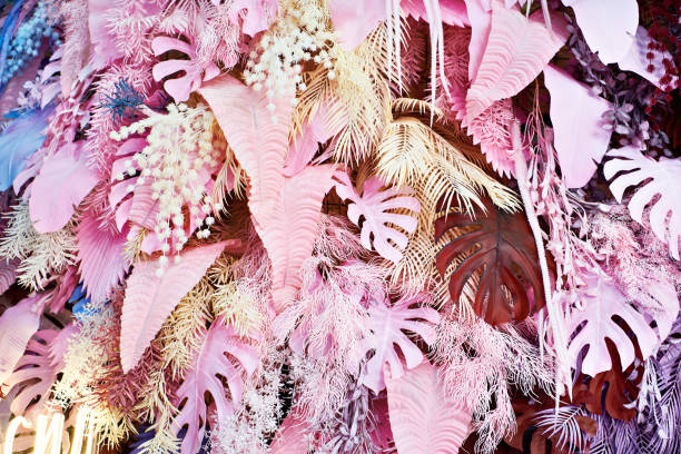 istock Decorative pink tropical leaves 1211559022