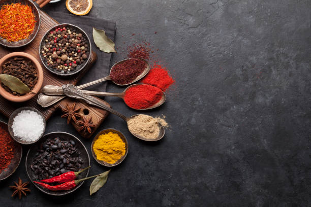 istock Various spices in bowls and spoons 1211561774