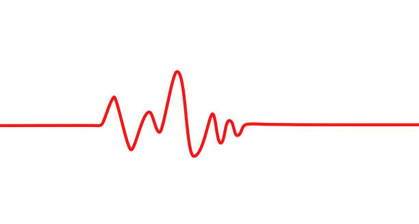 ilustraciones, imágenes clip art, dibujos animados e iconos de stock de icono rojo de la línea de latido. monitor de frecuencia de pulso. ilustración vectorial. - pulse trace taking pulse computer monitor healthcare and medicine