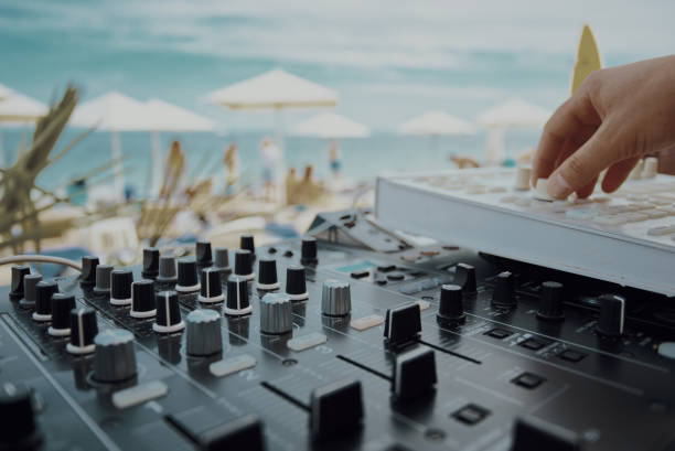Music background - dj equipment close up