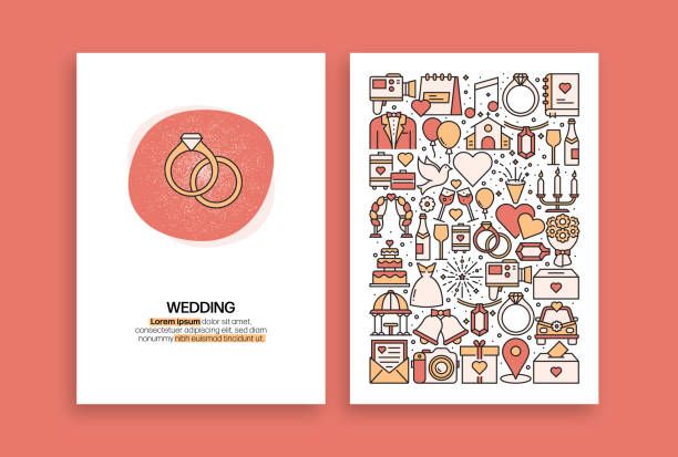 ilustrações de stock, clip art, desenhos animados e ícones de wedding related design. modern vector templates for brochure, cover, flyer and annual report. - church wedding