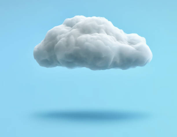 nube blanca aislada sobre fondo azul. ruta de recorte incluida - suave y sedoso fotografías e imágenes de stock