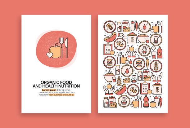 Organic Food and Health Nutrition Related Design. Modern Vector Templates for Brochure, Cover, Flyer and Annual Report. Organic Food and Health Nutrition Related Design. Modern Vector Templates for Brochure, Cover, Flyer and Annual Report. ketogenic diet illustrations stock illustrations