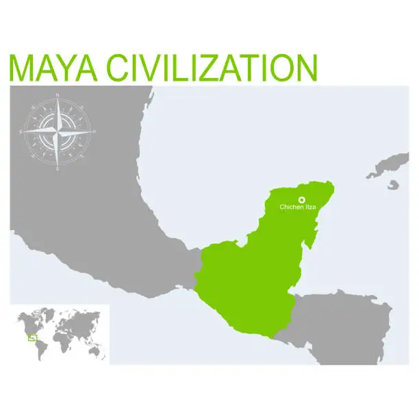 Vector illustration of vector map of the Maya civilization
