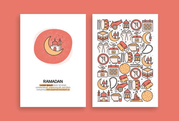 Ramadan Kareem Related Design. Modern Vector Templates for Brochure, Cover, Flyer and Annual Report. Ramadan Kareem Related Design. Modern Vector Templates for Brochure, Cover, Flyer and Annual Report. fasting activity illustrations stock illustrations