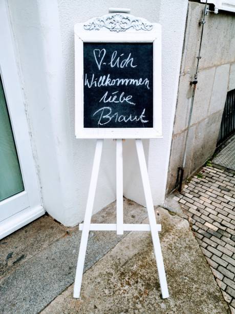 istock Warm welcome dear bride - wedding sign in german 1211574884