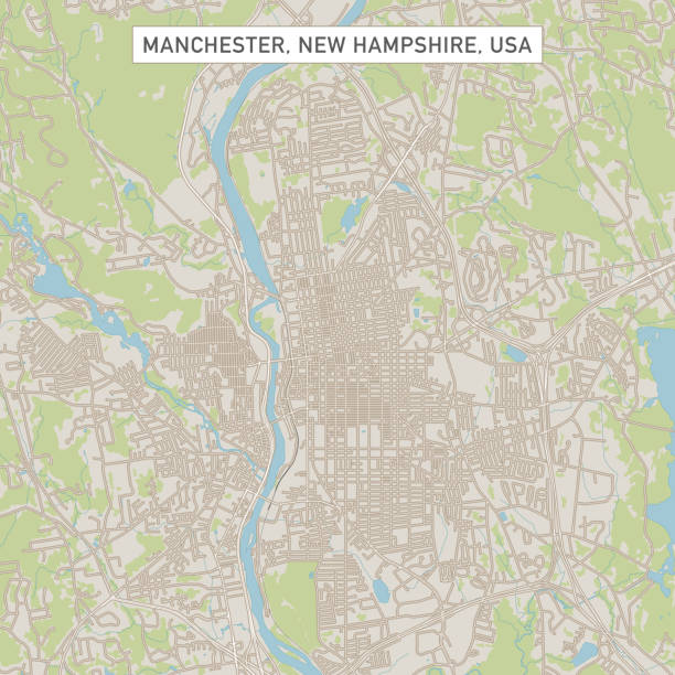 manchester new hampshire us city street mapa - manchester stock illustrations