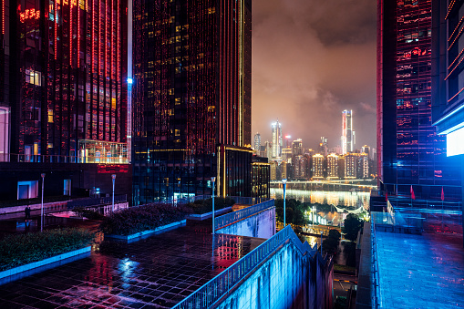 City skyscrapers in Chongqing at night