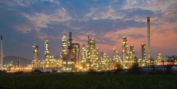 Oil and Gas Industrial zone,The equipment of oil refining,Close-up of industrial pipelines of an oil-refinery plant,Detail of oil pipeline with valves in large oil refinery.